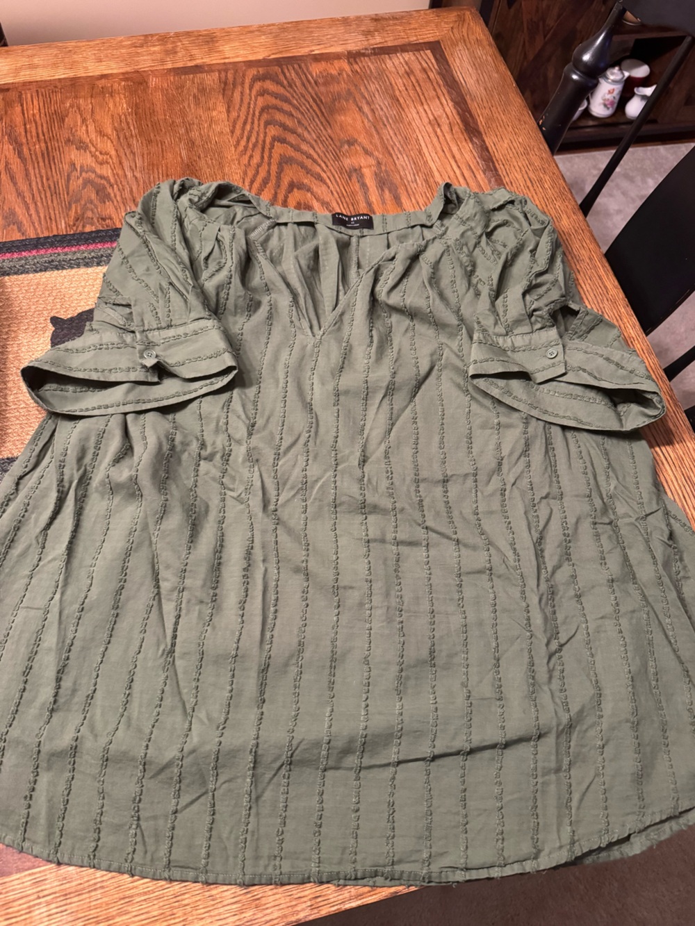 Lane Bryant Olive Textured Lightweight Shirt
